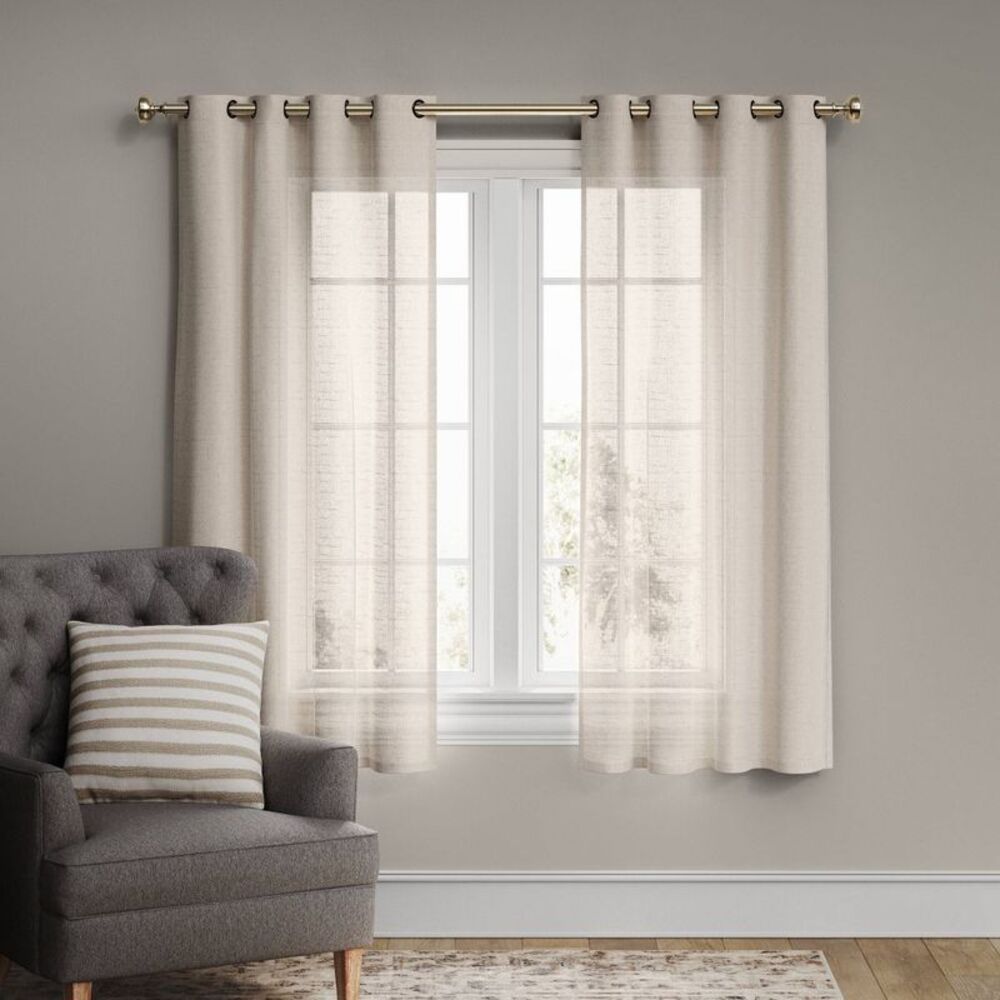 54"x84" Light Filtering Textured Weave Window Curtain Panel - Off-White